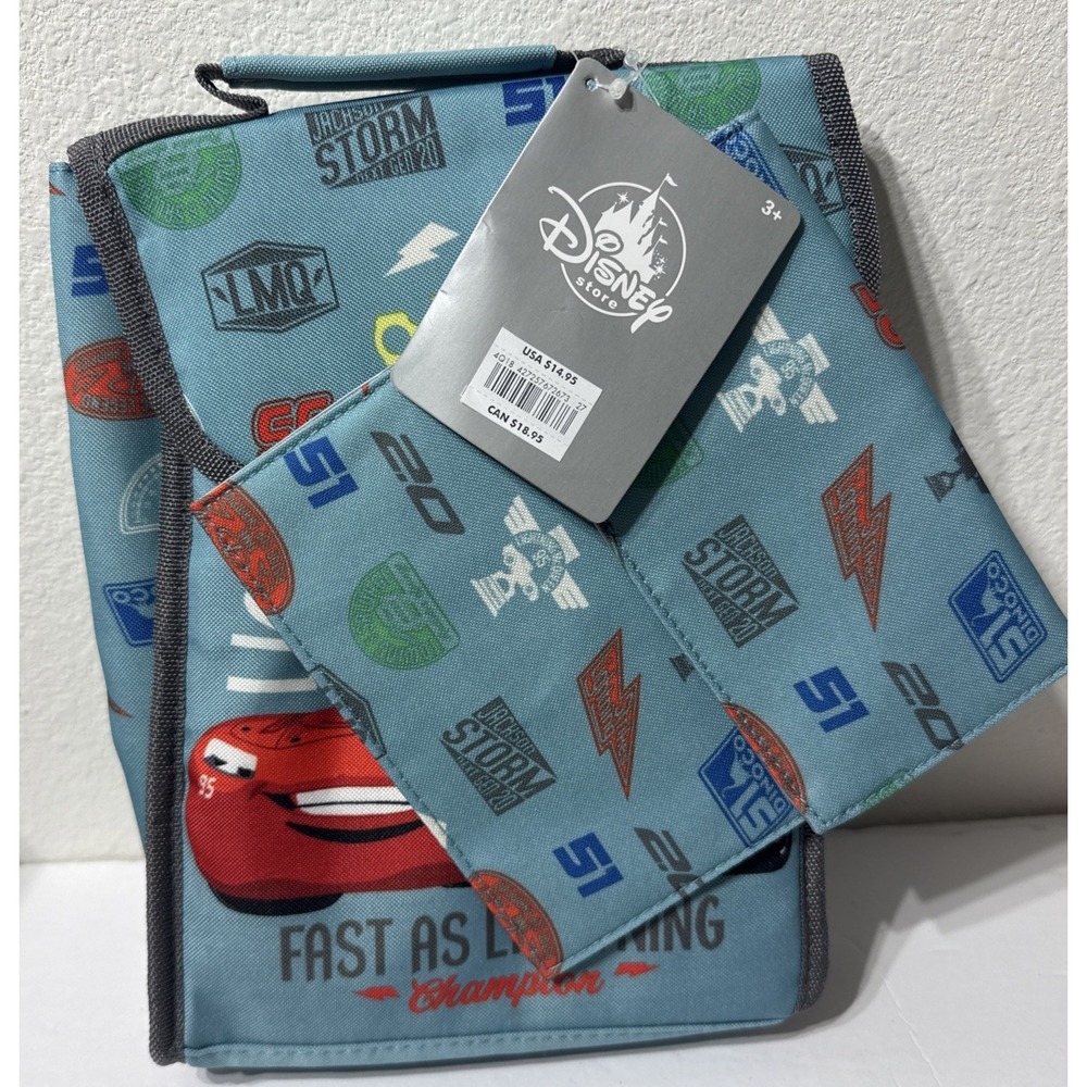 Disney Store Cars Lightning McQueen Lunch Box Tote &Sandwich/Snack Bag New Tag - Picture 3 of 10